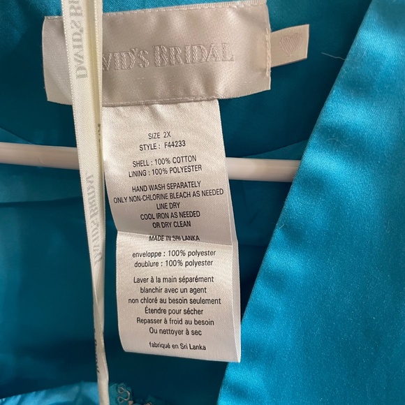 David's Bridal Blue Bridesmaid Dress, Size 18, with Matching Jacket, size 2X - Picture 6 of 7